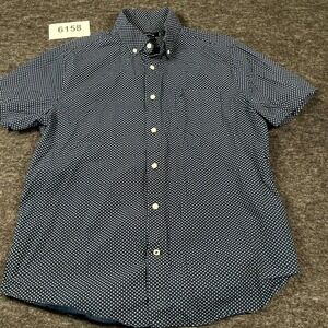 Nautica Shirt Mens Large Navy Blue White Floral Slim‎ Fit Collared Button Down